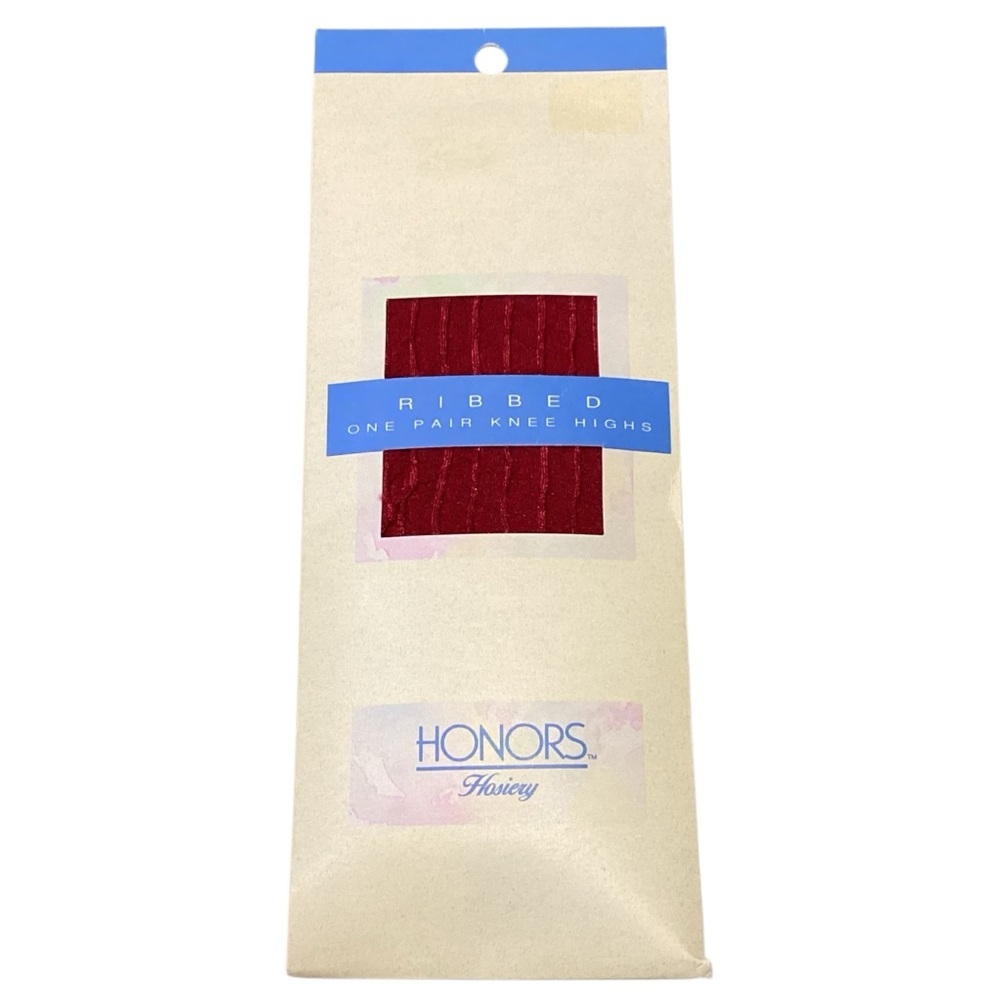 Honors Hosiery Garnet Red Ribbed Knee High Socks, Fits Sizes 9-11 New in Package
